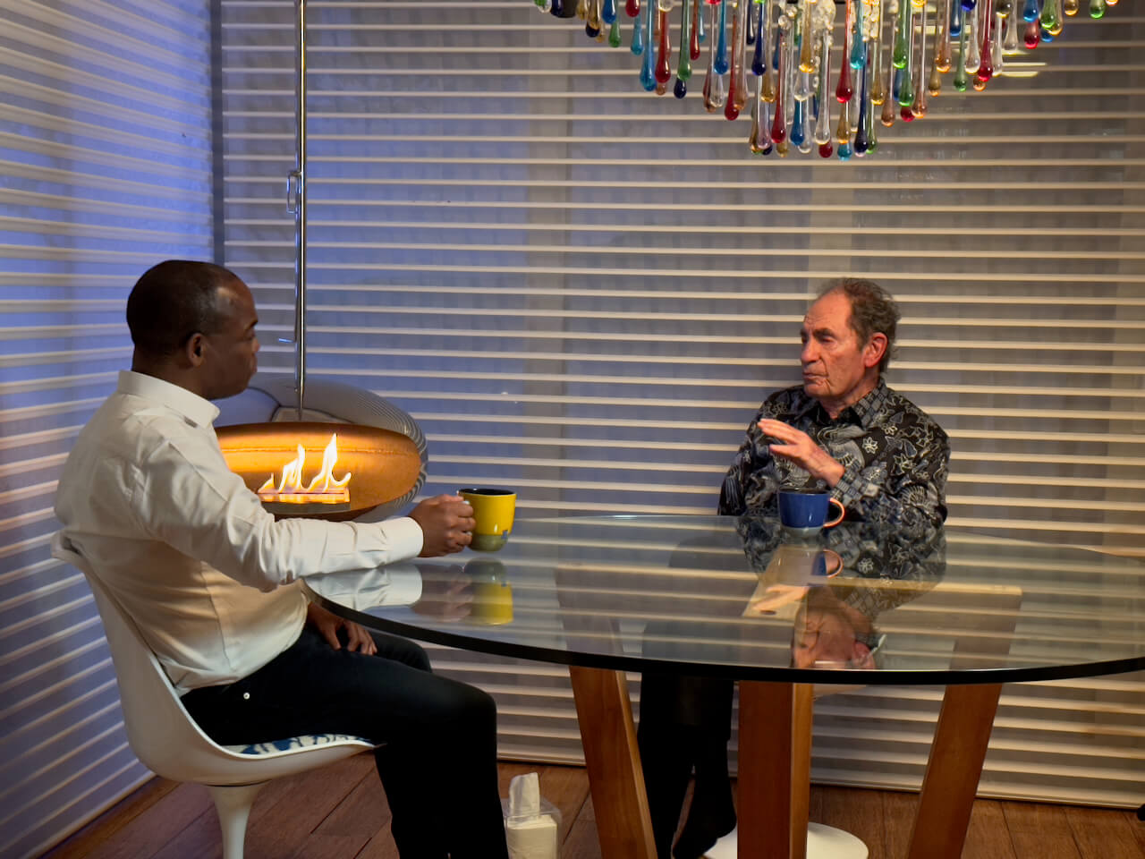 Albie in discussion with Moshoeshoe Monare at Clifton
